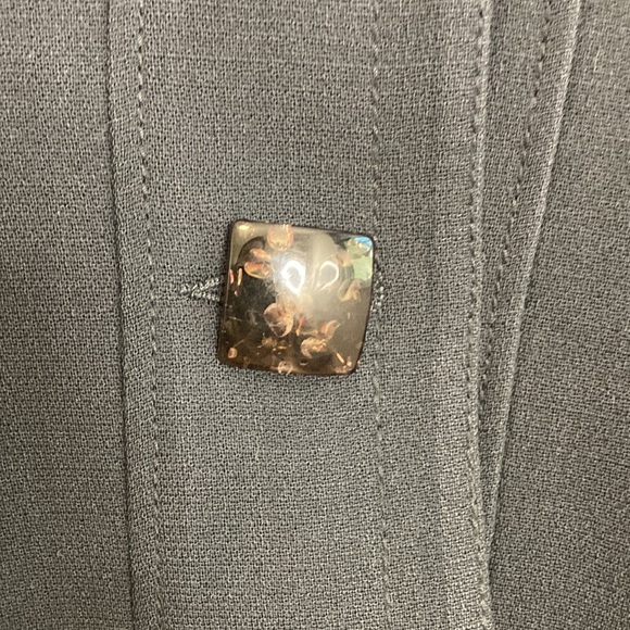 Ross Mayer Blazer Womens 6 Gray Wool Stretch Jacket Tortoise Buttons Workwear - Picture 6 of 15